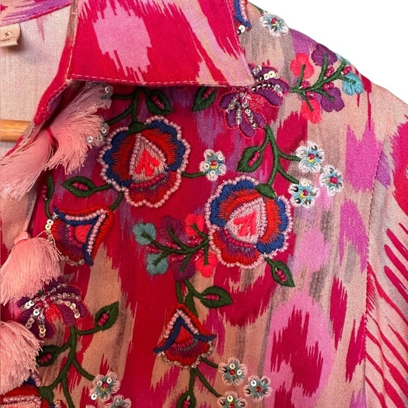 SOFT SURROUNDINGS embroidered pink Palace Maxi Dress Pink S - Picture 4 of 10